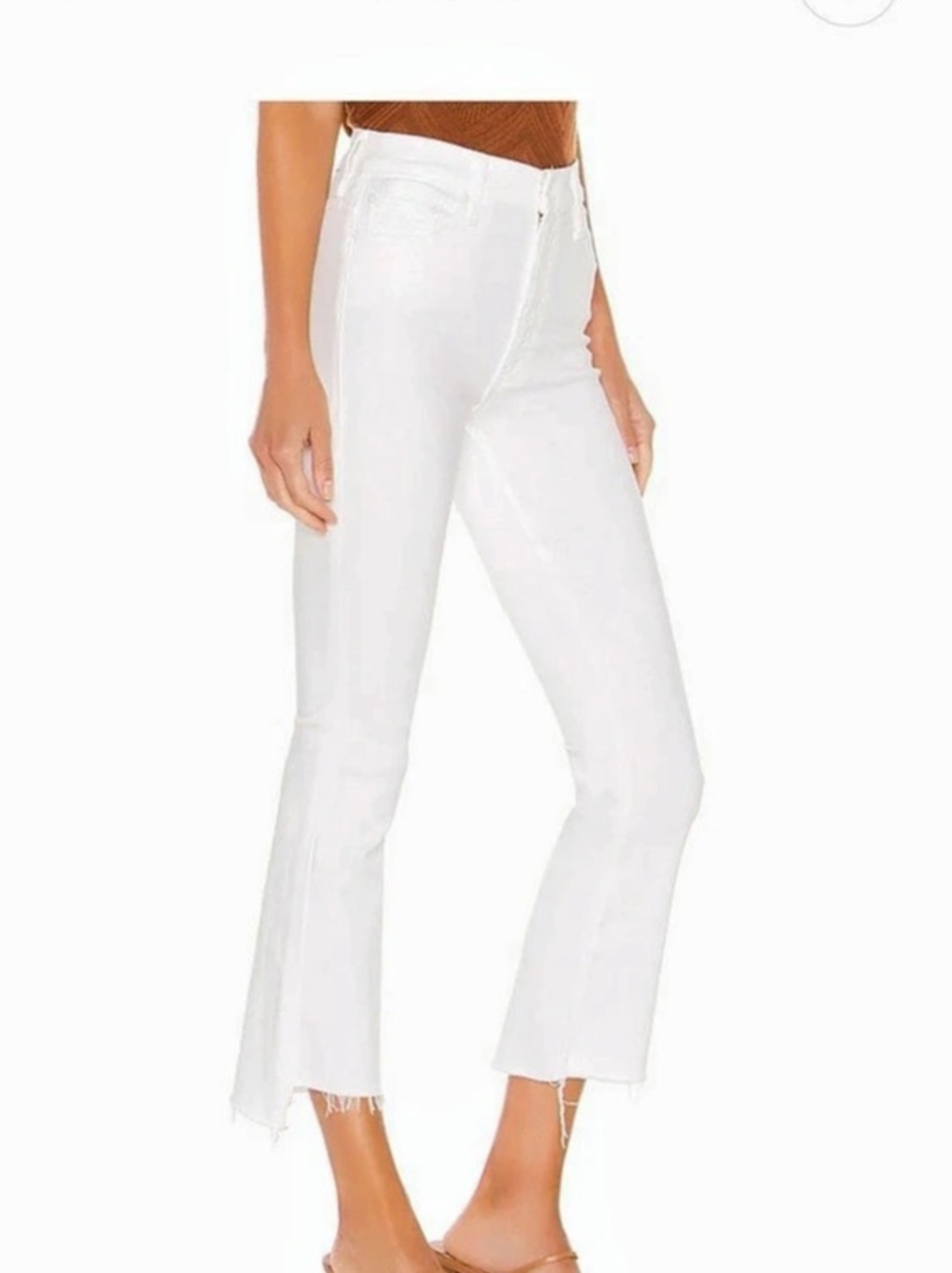 Mother Insider Crop Step Fray Jeans White Waist 31